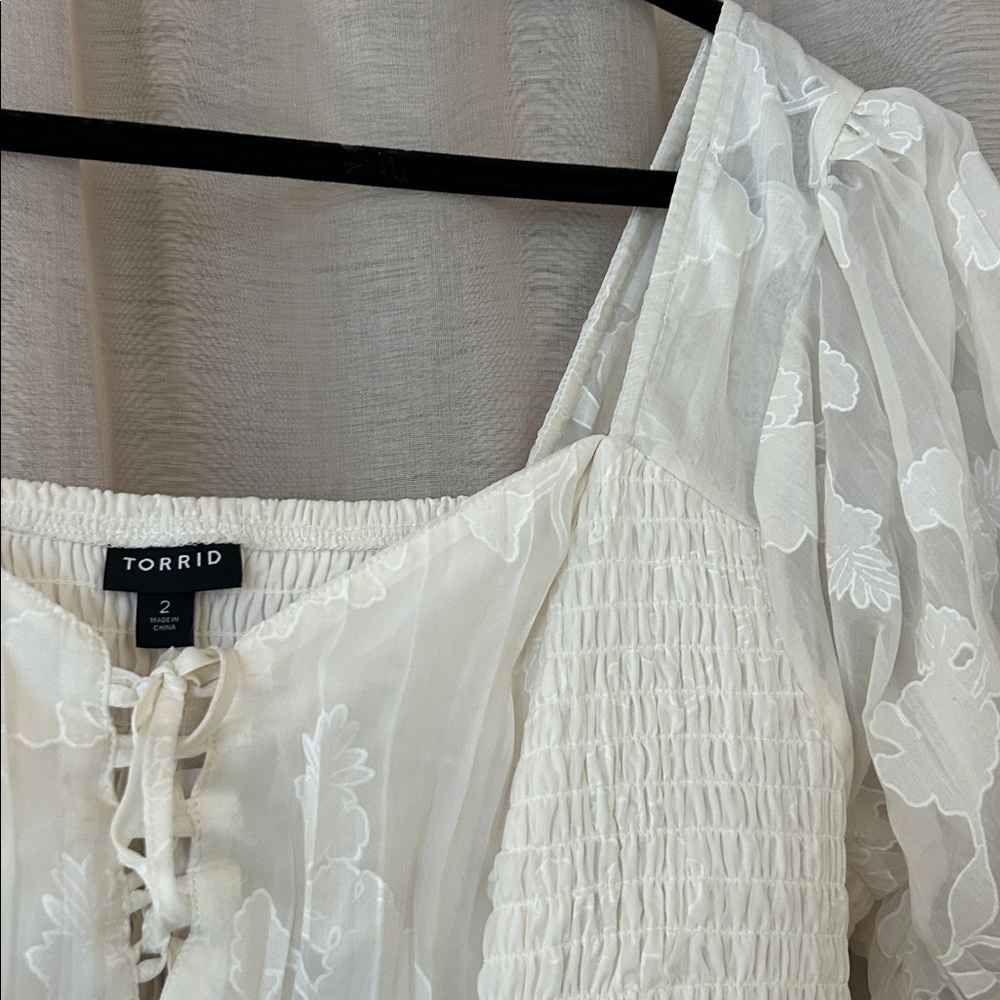 Torrid Cream Midi Dress with Floral Details